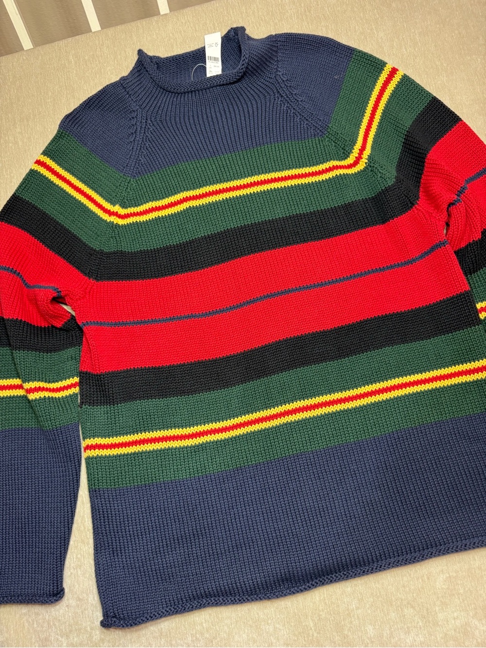 1988 J. Crew Rollneck Sweater in Cotton Rugby Stripe - Picture 3 of 5